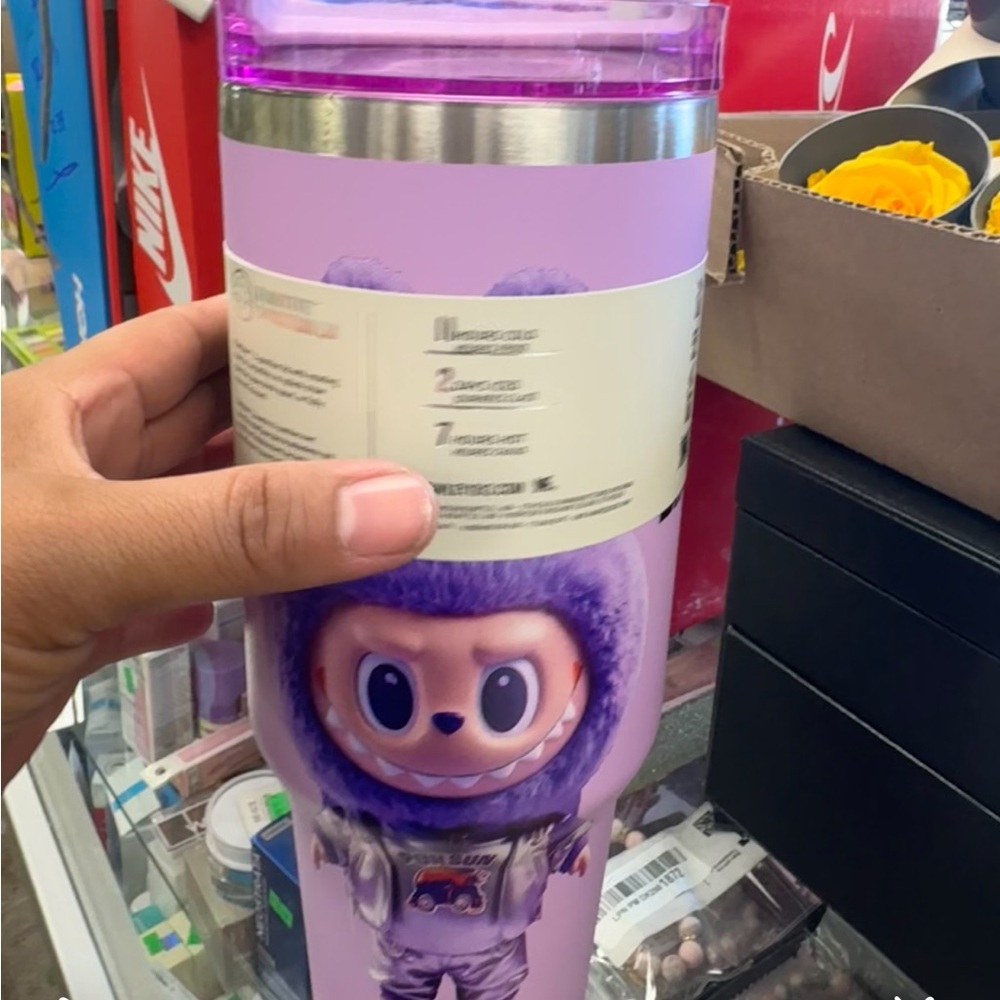 Purple Tumbler with Cute Character Design